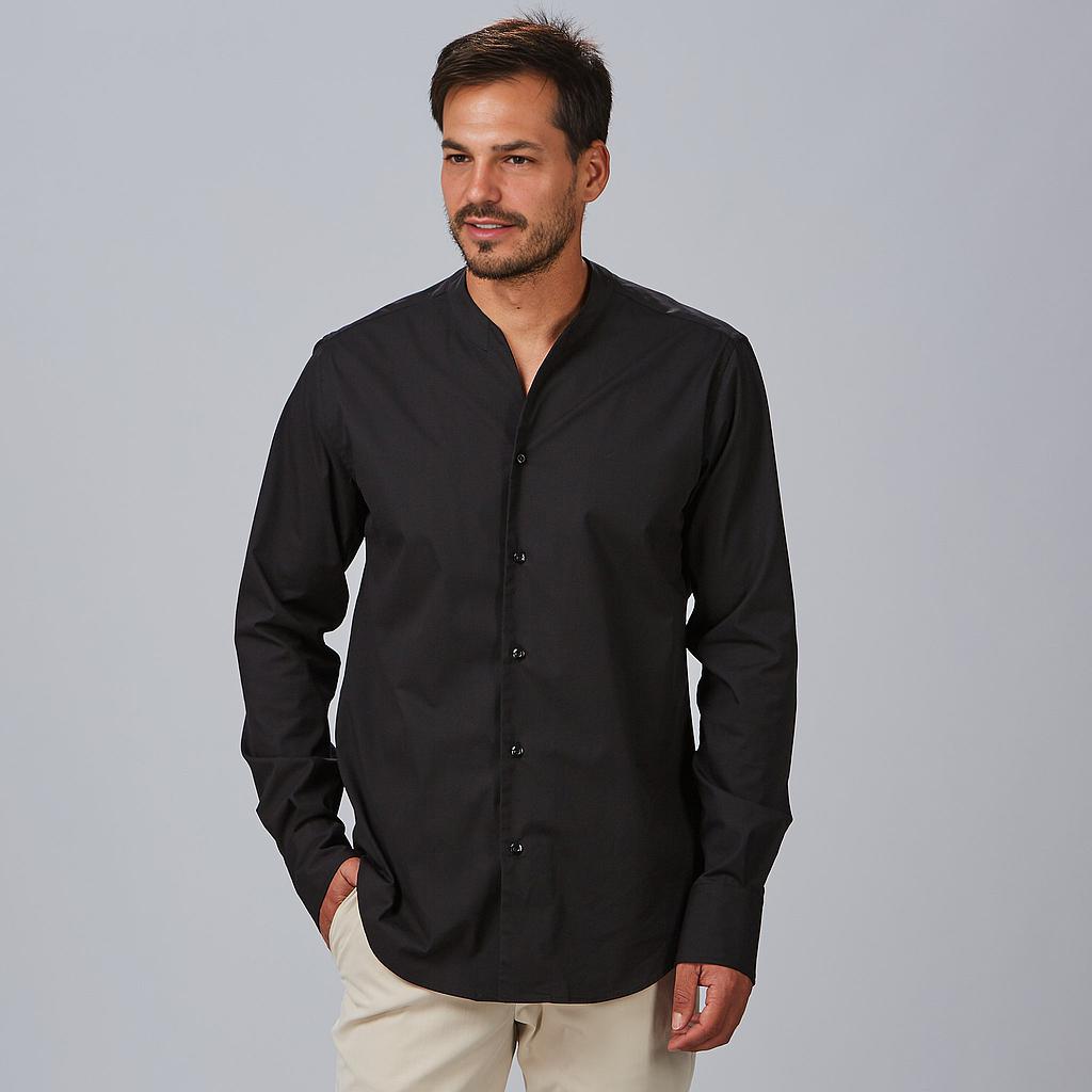 [260011-001-XS] CAMISA MANGAS LARGA HOMBRE CUELLO CHIMENEA LORIS GARYS 260011 (XS, 1 NEGRO)