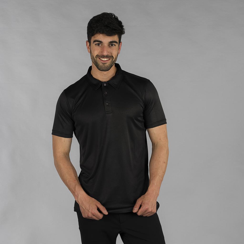 [850001-001-XS] POLO CRO M/C 100% POLIESTER TECNICO TRANSPIRABLE INTERLOCK 150 GR SIN BOLSILLO (XS, 1 NEGRO)