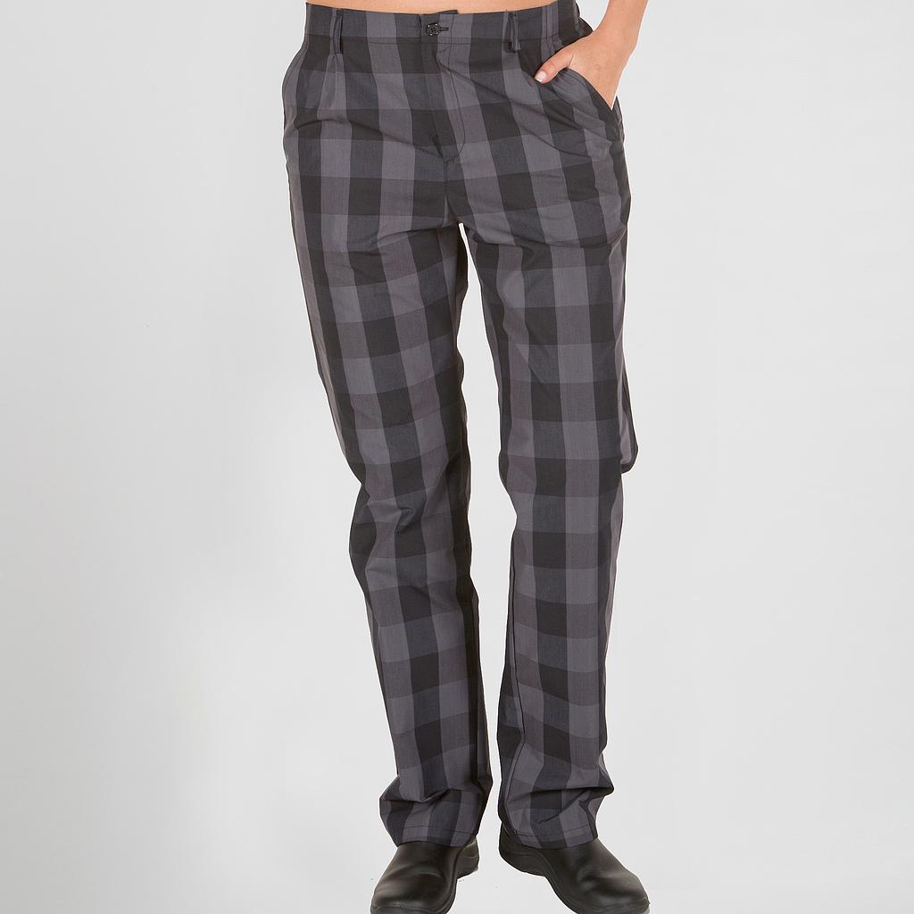 [777200-776-52] PANTALON COCINA ESTAMPADO MEDIA GOMA CREMALLERA CON BOTON (52, 776 CUADRO NEGROGRIS)