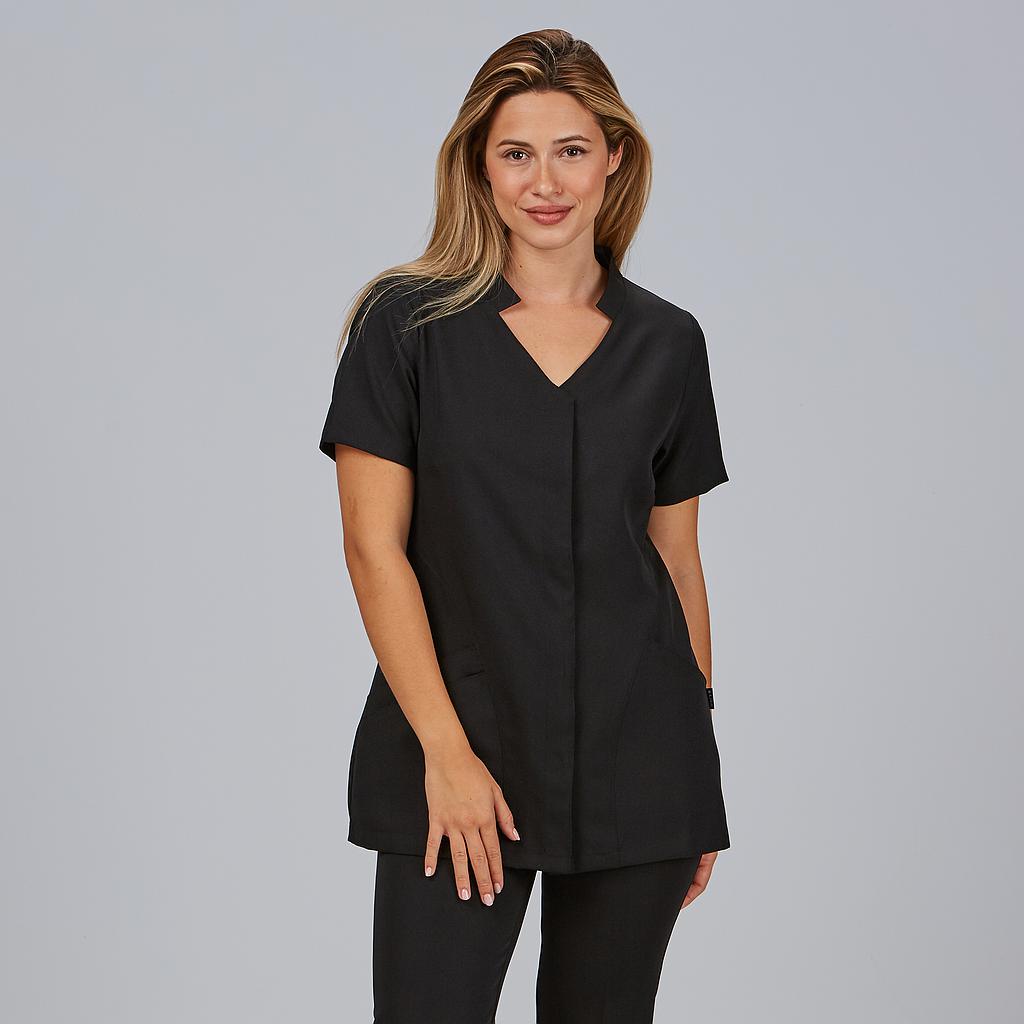 [634700-001-XS] CASACA SRA M/C CUELLO TIRILLA Y PICO ADELFA BOTON CLIP OCULTOS 2 BOLS (XS, 1 NEGRO)