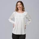 BLUSA M/L 96%POLIE 6%ELASTAN PINZAS TABLAS FRONTALES BARCO