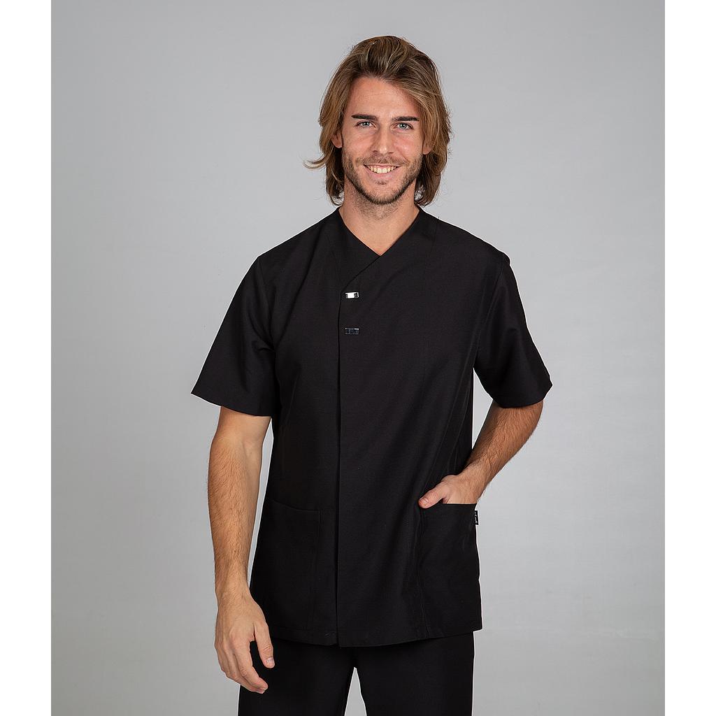 [612500-001-XS] CASACA CRO M/C MICROFIBRA BOTON LATERAL RECTANGULAR HUGO (XS, 1 NEGRO)