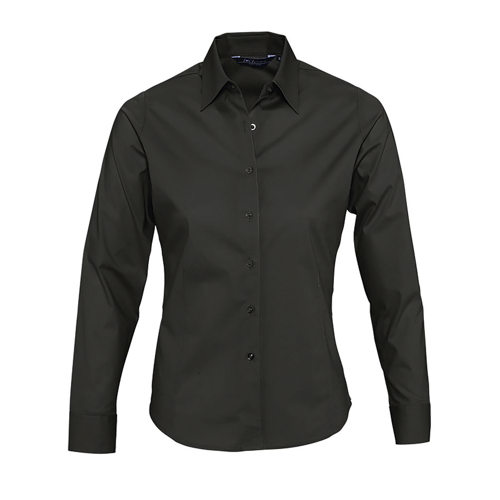BLUSA M/L ELASTAN 140GR CUELLO CAMISERO ENTALLADA EDEN