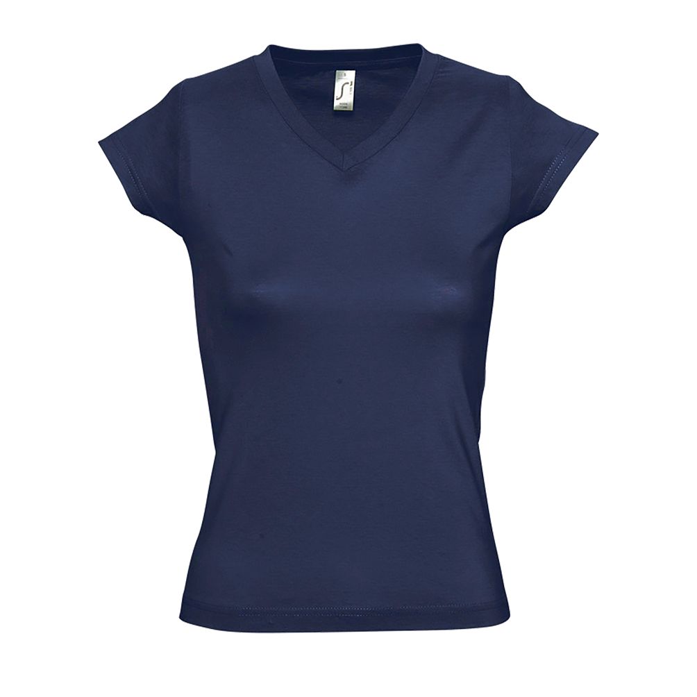 [11388319S] CAMISETA SRA M/MUY CORTA CUELLO PICO 150GR MOON (S, 319 FRENCH MARINO)