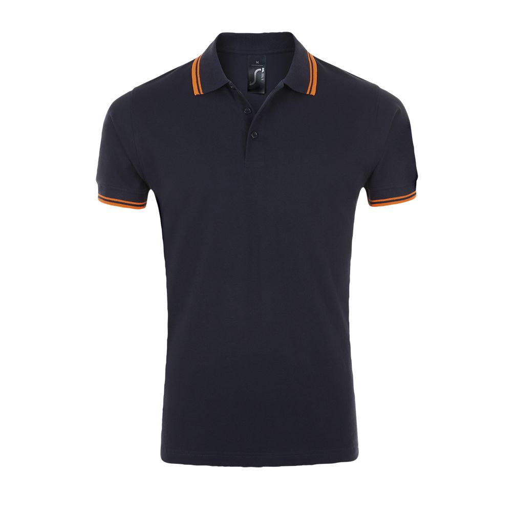[PASADENA MEN_535_S] POLO CRO M/C BLANCO COMBINADO 200 GR 100%ALGODON PASADENA (S, 535 MARINO-NARANJA)