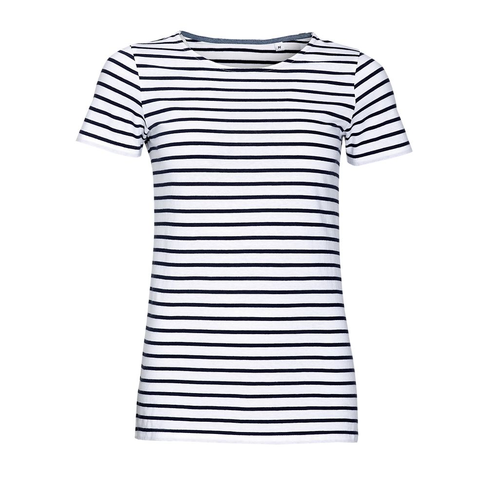 CAMISETA SRA M/C RAYAS 150 GRAMOS 100%ALGODON CUELLO BARCO
