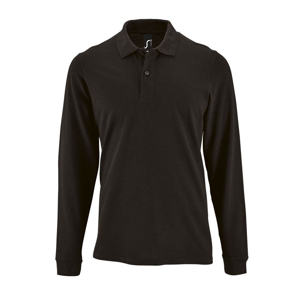 [PERFECT LSL MEN_312_S] POLO M/L CRO PIQUE 180 GR 100% ALGODON PERFECT LSL PUÑOS (S, 312 NEGRO)