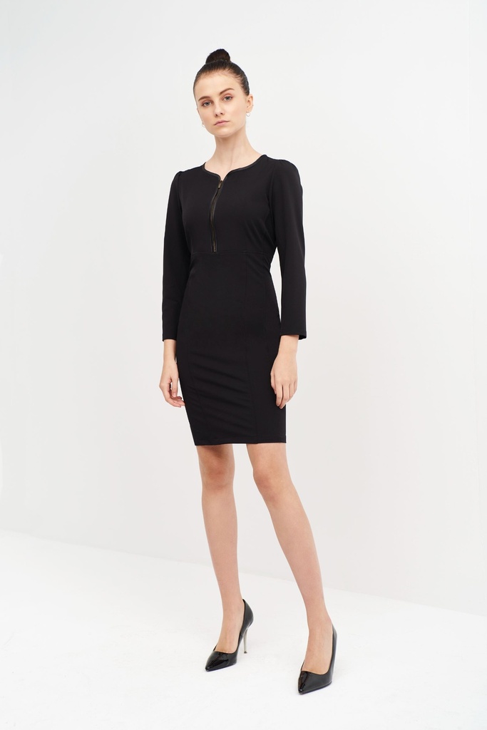 [01302_07_36] VESTIDO M/3/4 CREMALLERA FRONTAL 93%POL 7%ELASTAN 200GRAMOS (36, 07 MARINO)