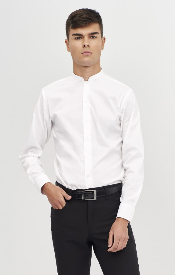 [02139_10_01] CAMISA CRO M/L CUELLO MAHO PEQUEÑO SIN BOLSILLO 4%ELASTAN FIT (01, 10 BLANCO)