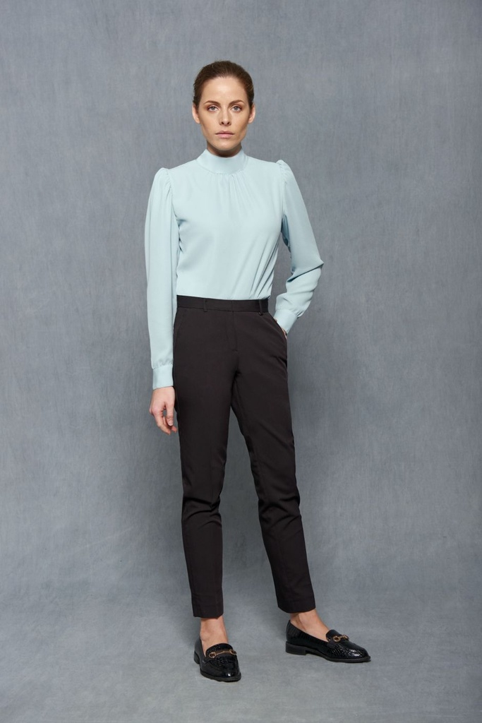 [02247_07_36] BLUSA M/L CUELLO ALTO MANGA ABULLONADA100% POLIESTER 120GR (36, 07 MARINO)