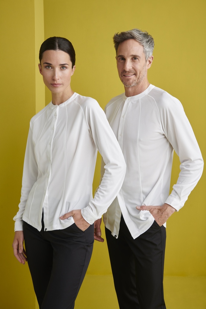[02253_10_36] BLUSA 100% POLIEST  PUNTO 140 GR CUELLO MAHO FINO COSTADILLO (36, 10 BLANCO)