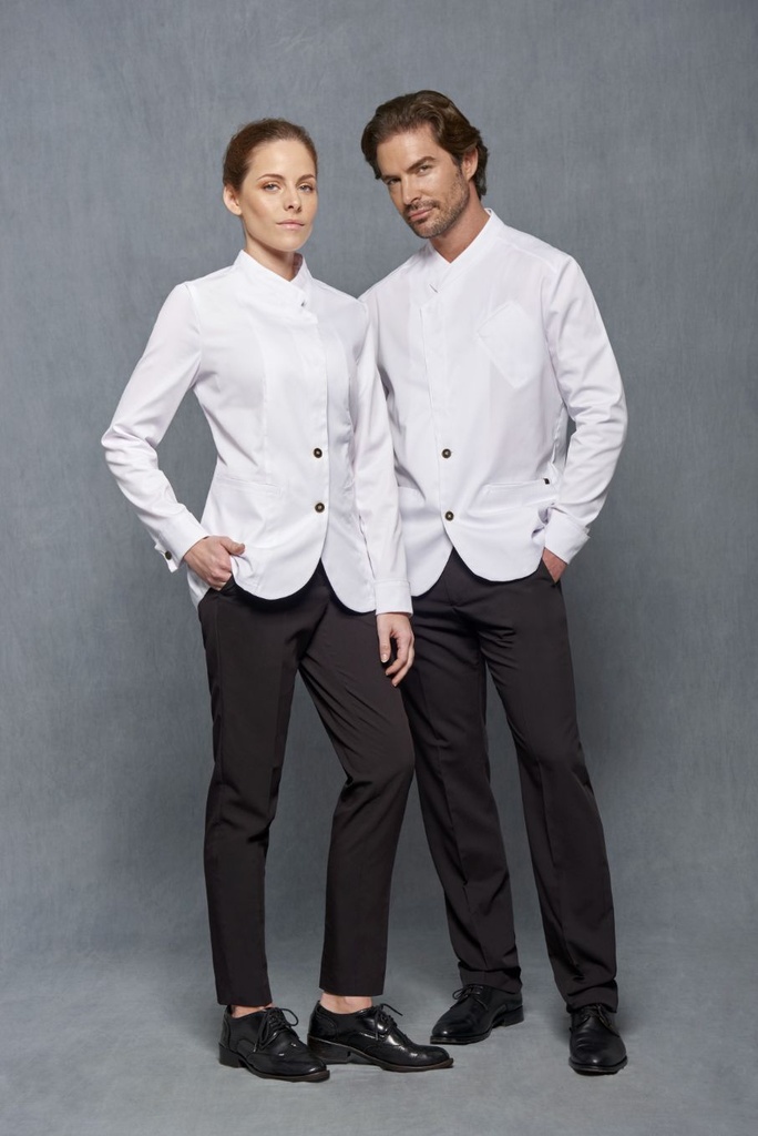 [04147_10_48] CHAQUETILLA CRO  M/L CRUZADA BOTON GEMELO 3%ELASTAN 215 GR (48, 10 BLANCO)