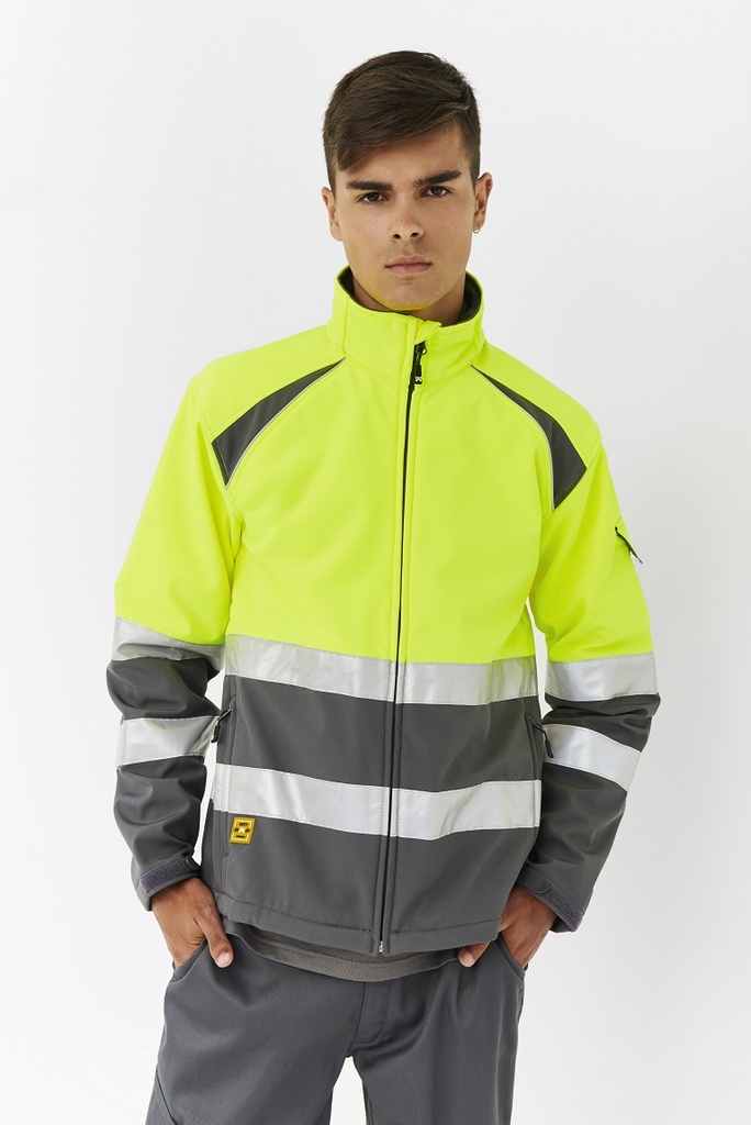 [04756_07_S] CHAQUETA SOFT SHELL ALTA VISIBILIDAD 04756 MONZA (S, 07 MARINO)