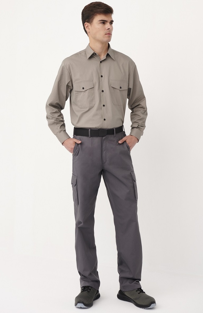 [01131_09_44-46] PANTALÓN CINTURA ELÁSTICA 100% ALGODÓN 01131 (44-46, 09 GRIS MEDIO)