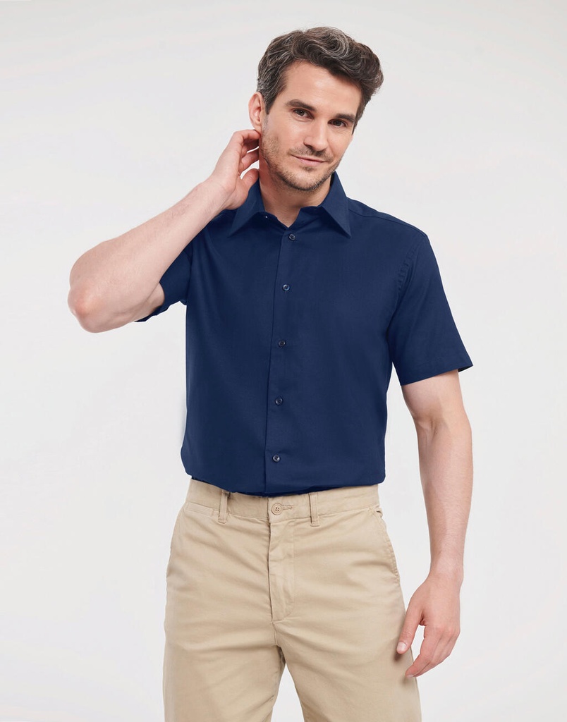 CAMISA M/C OXFORD 70%ALGODON FALCIL PLANCHA SIN BOLSILLO 923