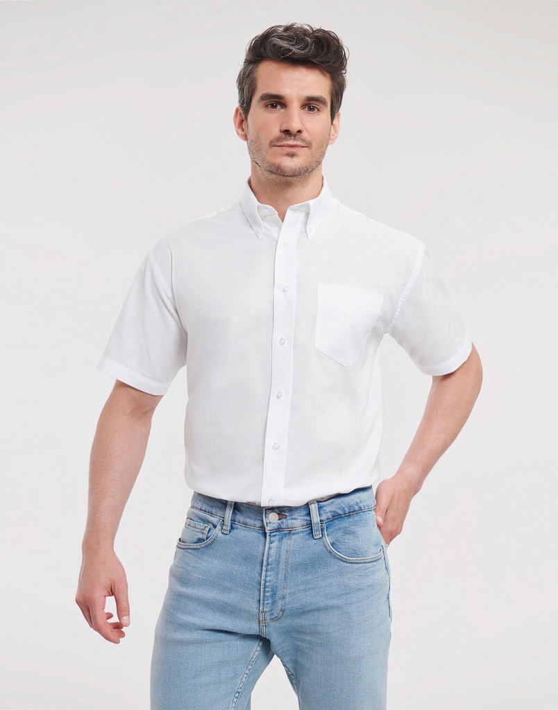 CAMISA M/C 70%ALGODON 135GR. OXFORD 1 BOL  BOTON CUELLO 933M
