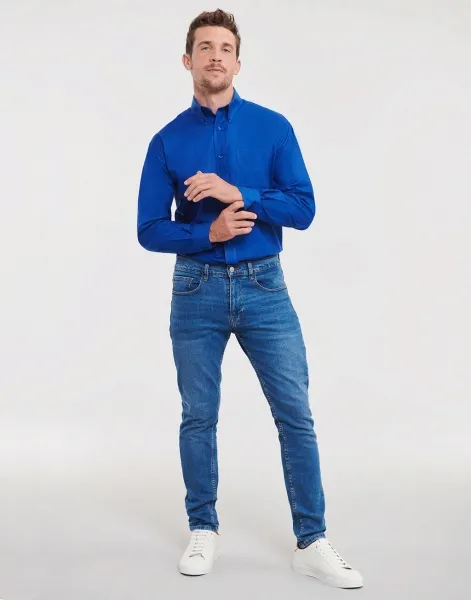 [732.0_ROSA_S] CAMISA M/L OXFORD 70%ALGODON  BOTON CUELLO 135GR 1 BOLSILLO PATRON AMPLIO 932M (S, ROSA)