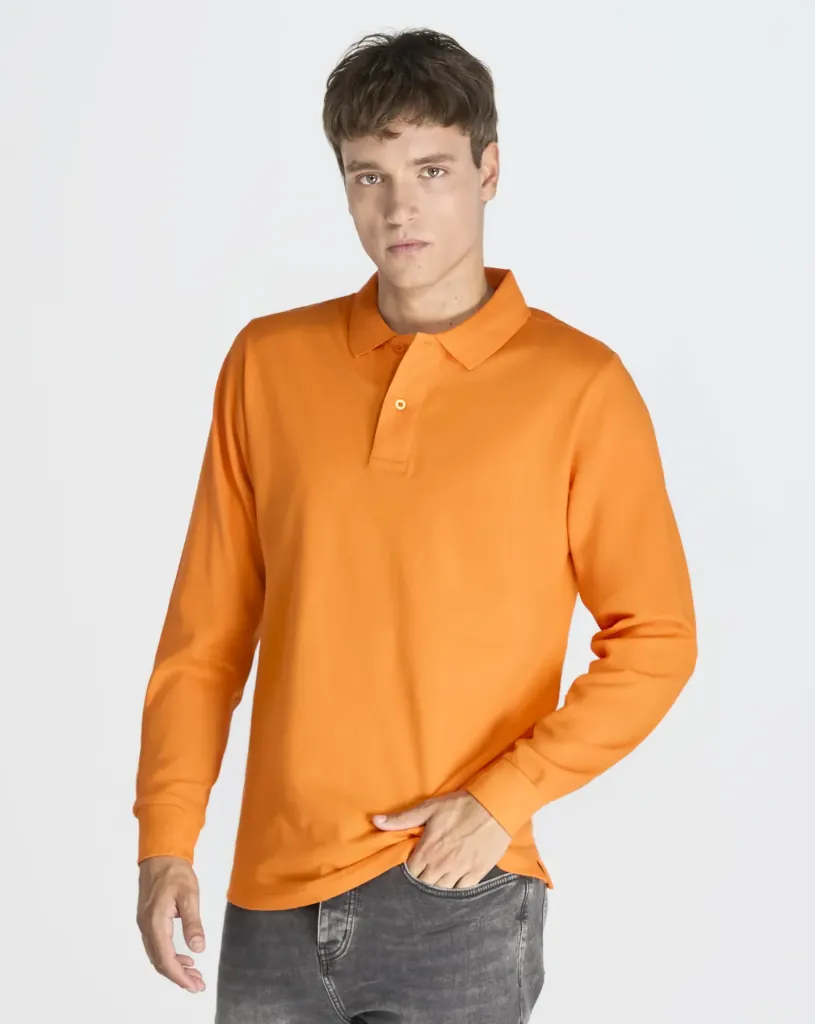 [PORA210LSBKXS] POLO M/L CRO PORA 100%ALG 210GM CON PUÑO (XS, BK NEGRO)