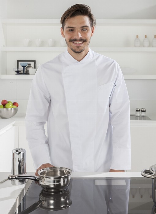 CHAQUETILLA COCINA CRO M/L ESPALDA TRANSPIRABLE FILO CUELLO MORELLA