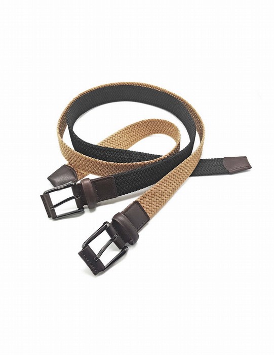 [18182_TOSTADO_90] CINTURON TRENZADO 3.5 CM HEBILLA FORRADA VERDUM (90)