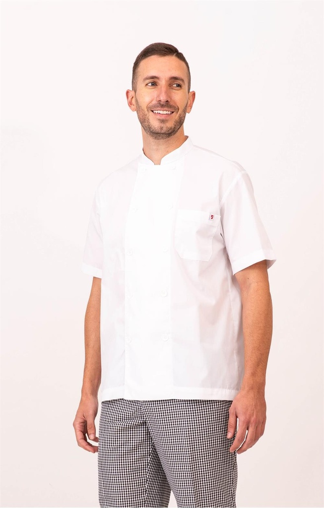 CHAQUETA COCINA MANGA CORTA BOTÓN PASTA NOVARA 113005