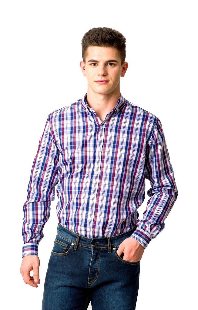 [3154_0051_1] CAMISA MANGA LARGA SEMIENTALLADA MARÍN 3154 (1, 51 FUCSIA)