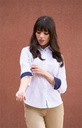 CAMISA MANGA LARGA CONTRASTE AZUL MARINO CUELLO CAMISERO CALMA 3626