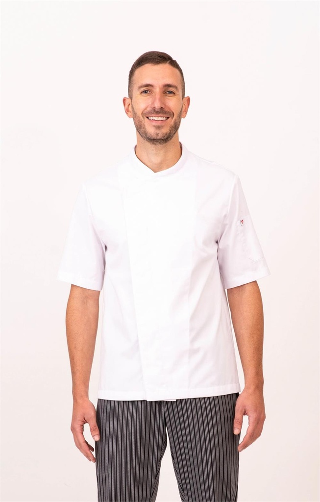 CHAQUETA COCINA MANGA CORTA BOTONES OCULTOS TRENTO 113017