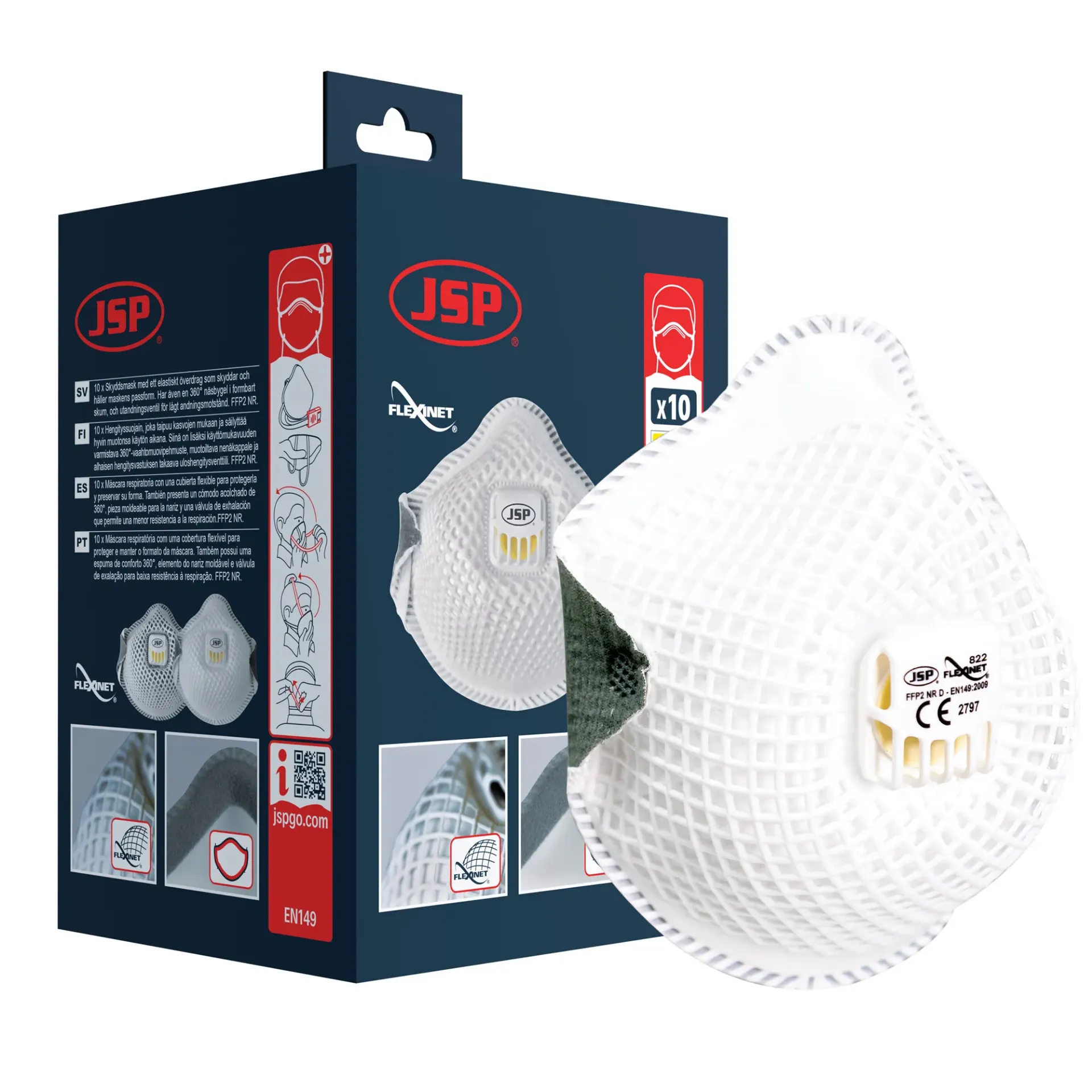 MASCARILLA DESECHABLE FFP2 EN149 CON VALVULA TEJIDO MALLA