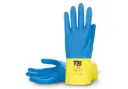 Guante químico latex azul amarillo flocado 9007