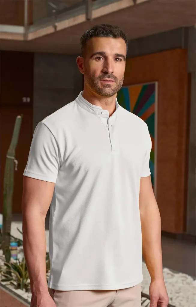 [7010_0099_S] Polo hombre cuello Mao tejido COOLMAX cancún (S, 0099 negro)