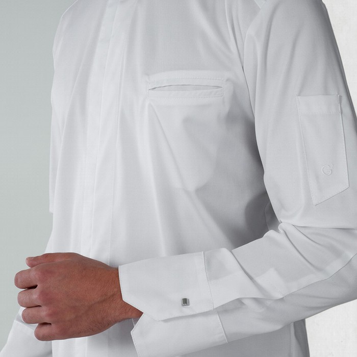 [25P08G422_BLANCO_S] CHAQUETILLA COCINA M/LARGA HOMBRE MAO CIERRE CENTRAL ASCANIO ELASTAN (S)