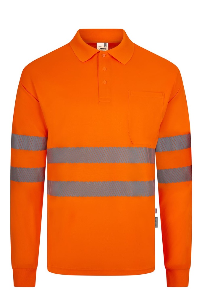 [305534_19_XS] POLO M/LARGA ALTA VISIBILIDAD MONOCOLOR BANDAS SEGMENTADAS VELILLA 305534 (XS, 19 NARANJA FLÚOR)