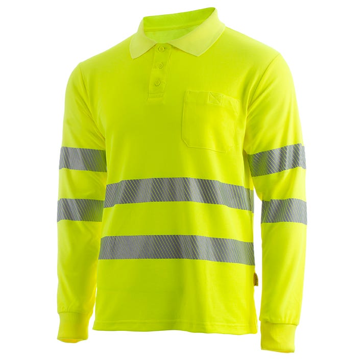 POLO M/LARGA MONOCOLOR ALTA VISIBILIDAD BANDAS SEGMENTADAS EN 20471 CLASE 2 ISLAND HV