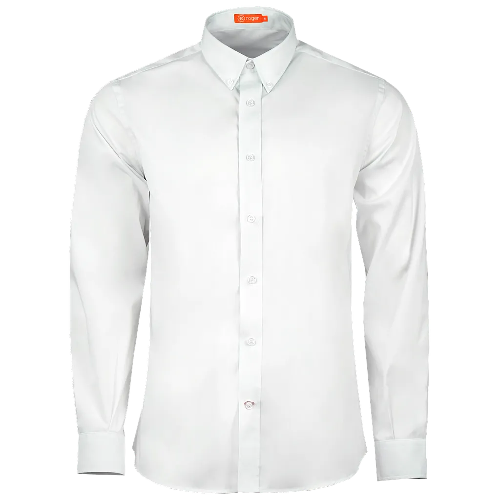 [96913907S] CAMISA M/LARGA BOTÓN EN CUELLO TEJIDO ELASTÁN LONDON (S, NEGRO (07))