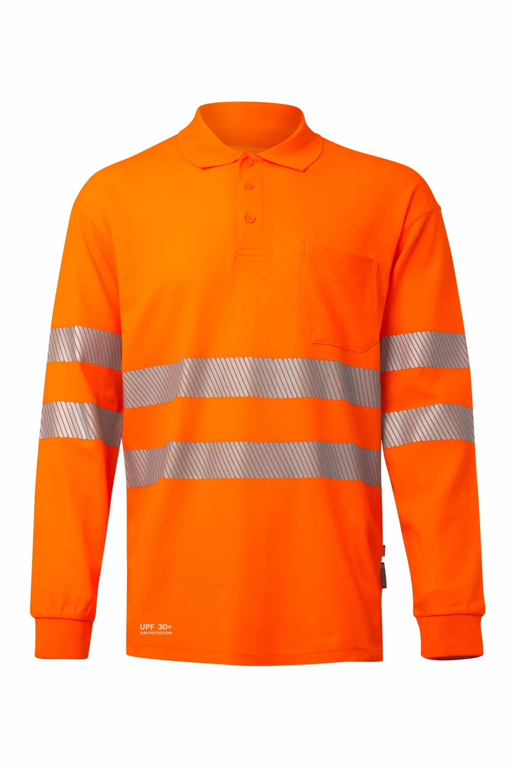 [305544_19_S] POLO M/LARGA MONOCOLOR ALTA VISIBILIDAD BANDAS SEGMENTADAS EN 20471 CLASE 2 305544 (S, 19 NARANJA FLÚOR)