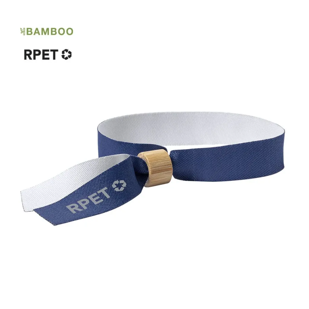 [6973-MARINO] PULSERA EN POLIESTER RPET Y AJUSTE DE BAMBÚ BROCH (MARINO)