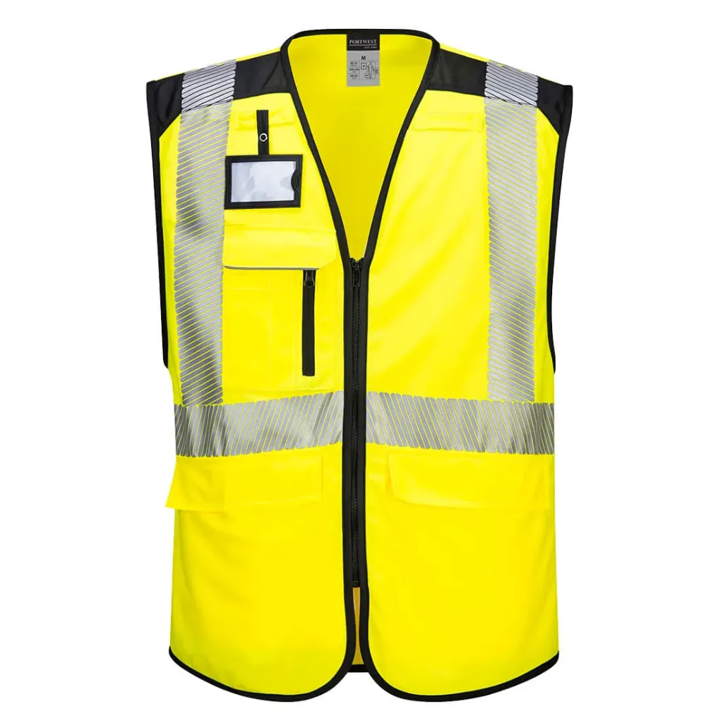 [PW309YBRS] CHALECO A/VISIBILIDAD CLASE 2 CON CREMALLERA BANDAS SEGMENTADAS (S, YBR Amarillo/Negro)