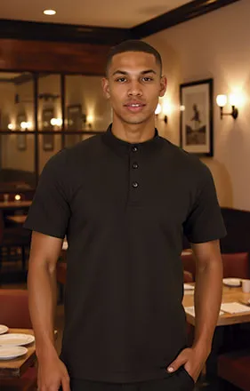 [POVAYACNG20] Polo hombre m/corta cuello mao Yacht poliéster técnico (S, Negro)
