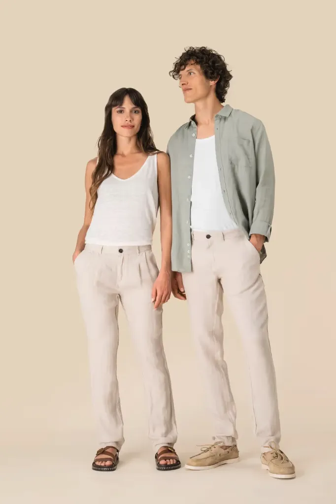 Pantalón lino mujer con pinzas SP712