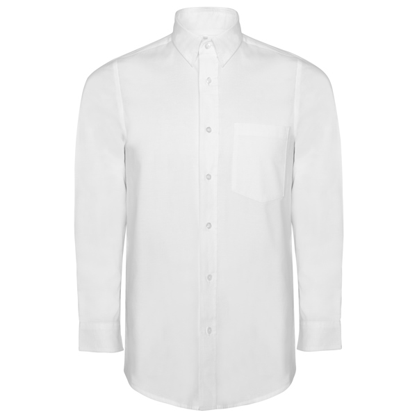 [CM55070101] CAMISA M/L OXFORD BOTON CUELLO 1 BOLSILLO 70%ALGODON (S, 01 BLANCO)